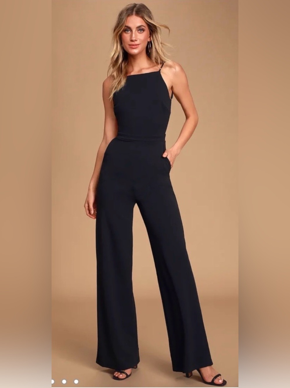 Lulus Something to Behold Black Backless Jumpsuit NWT Sz XL